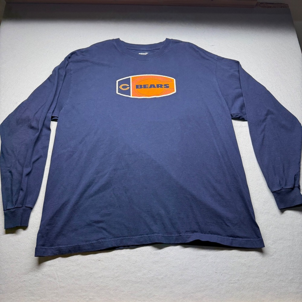 Reebok Chicago Bears Long Sleeve Shirt Mens 2XL Navy Blue Cotton NFL Football